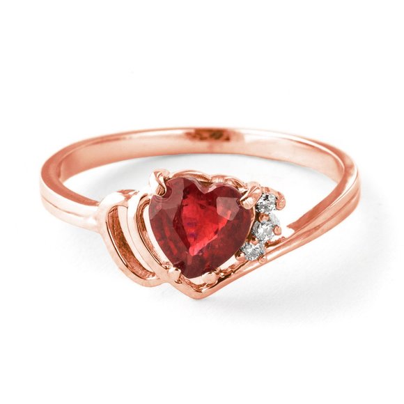 Galaxy Gold Products Jewelry - 14K. SOLID GOLD RING WITH NATURAL DIAMONDS & RUBY